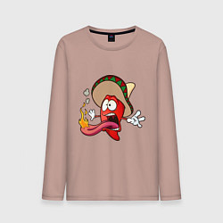 Лонгслив хлопковый мужской Горячий мексиканский перец, цвет: пыльно-розовый