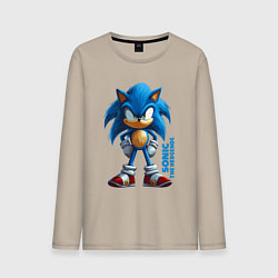 Лонгслив хлопковый мужской Sonic - poster style, цвет: миндальный