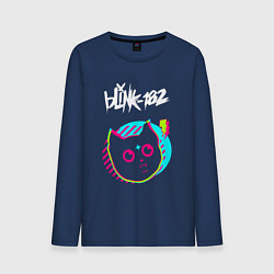 Лонгслив хлопковый мужской Blink 182 rock star cat, цвет: тёмно-синий