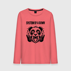 Лонгслив хлопковый мужской System of a Down - rock panda, цвет: коралловый