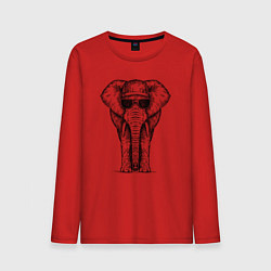 Лонгслив хлопковый мужской Слон в панаме, цвет: красный