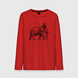 Лонгслив хлопковый мужской Слон замерз, цвет: красный