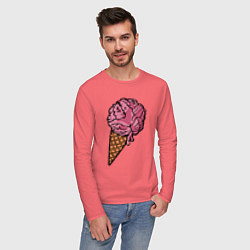 Лонгслив хлопковый мужской Brain ice cream, цвет: коралловый — фото 2