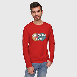 Лонгслив хлопковый мужской Chicken gun круги, цвет: красный — фото 2