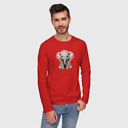 Лонгслив хлопковый мужской Красивый африканский слоненок, цвет: красный — фото 2