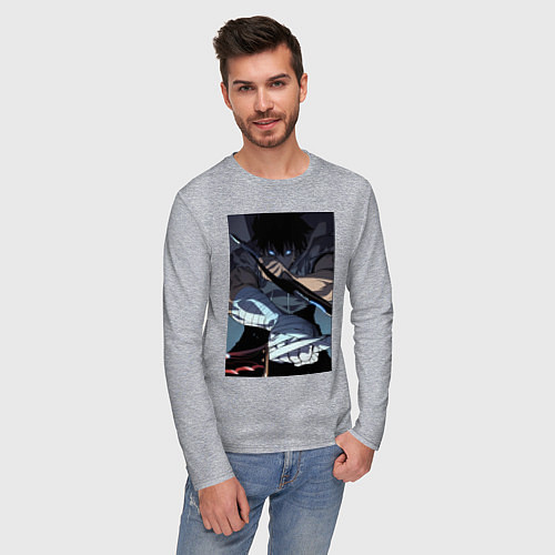 Мужской лонгслив Поднятие уровня в одиночку Джину Сон / Меланж – фото 3