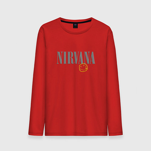 Мужской лонгслив Nirvana logo smile / Красный – фото 1