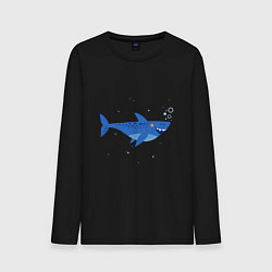 Лонгслив хлопковый мужской Синяя акула, цвет: черный