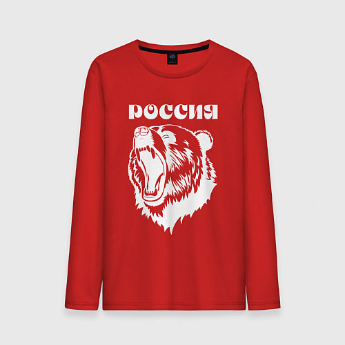 Мужской лонгслив Ревущий медведь Россия / Красный – фото 1
