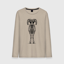 Лонгслив хлопковый мужской Баран в кепке, цвет: миндальный