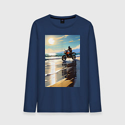 Лонгслив хлопковый мужской On the beach, цвет: тёмно-синий