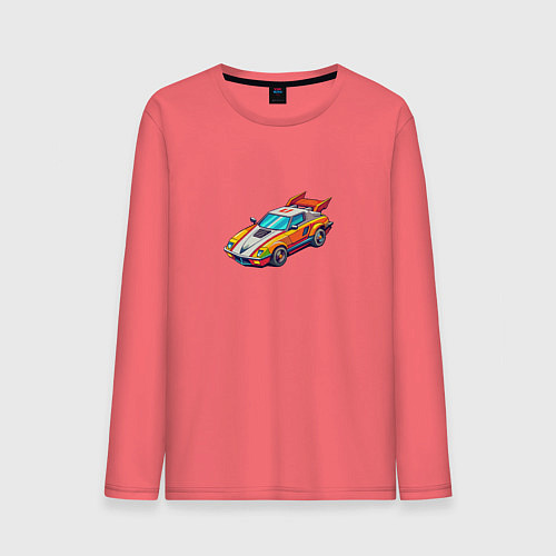 Мужской лонгслив Игрушечный гоночный автомобиль / Коралловый – фото 1