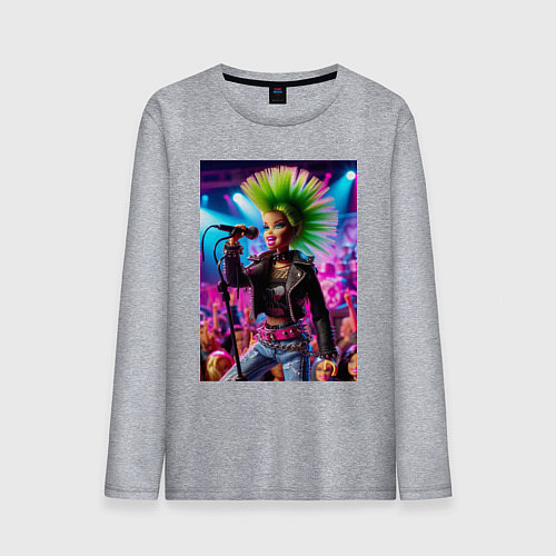 Мужской лонгслив Барби панк певица - нейросеть / Меланж – фото 1
