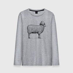 Лонгслив хлопковый мужской Овечка новогодняя, цвет: меланж
