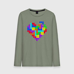 Лонгслив хлопковый мужской Color tetris, цвет: авокадо