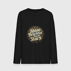 Лонгслив хлопковый мужской Shine brighter than the stars, цвет: черный