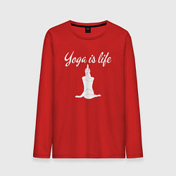 Лонгслив хлопковый мужской Yoga is life, цвет: красный
