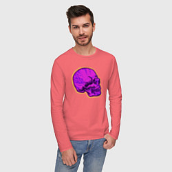 Лонгслив хлопковый мужской Пурпурный череп, цвет: коралловый — фото 2