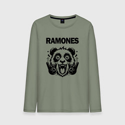 Лонгслив хлопковый мужской Ramones - rock panda, цвет: авокадо