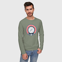 Лонгслив хлопковый мужской Stars basketball, цвет: авокадо — фото 2