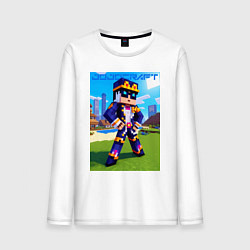 Лонгслив хлопковый мужской Jotaro Kujo and Minecraft - collaboration, цвет: белый