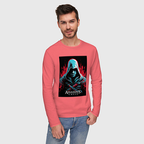 Мужской лонгслив Assassins creed классика / Коралловый – фото 3