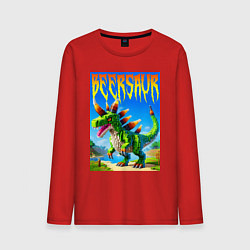 Лонгслив хлопковый мужской Пивозавр - мем нейросеть Майнкрафт, цвет: красный