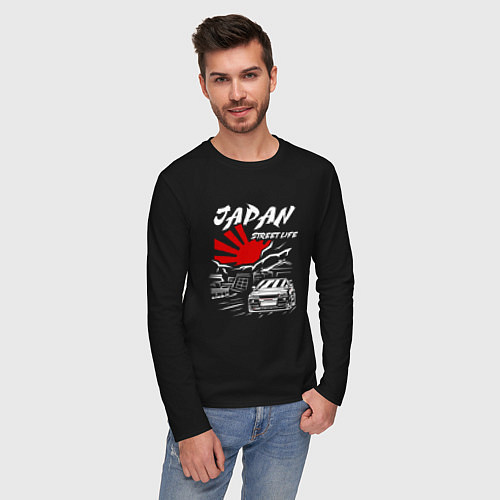 Мужской лонгслив Jupan street life mitsubishi lancer / Черный – фото 3