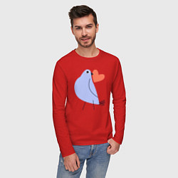 Лонгслив хлопковый мужской Голубь с сердечком, цвет: красный — фото 2