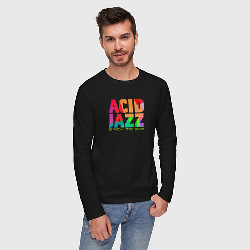 Мужской лонгслив Acid jazz colorful / Черный – фото 3
