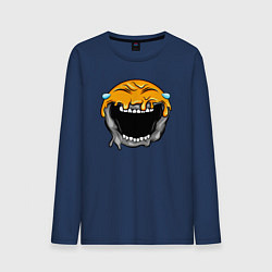 Лонгслив хлопковый мужской Смеющийся смайл, цвет: тёмно-синий
