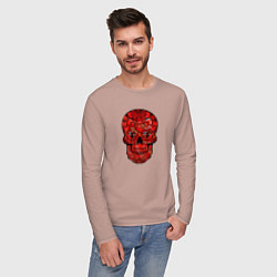 Лонгслив хлопковый мужской Red decorative skull, цвет: пыльно-розовый — фото 2