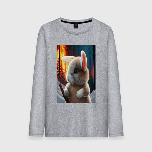 Мужской лонгслив Заяц в огненном лесу / Меланж – фото 1