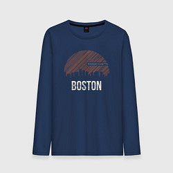 Лонгслив хлопковый мужской Boston Massachusetts, цвет: тёмно-синий