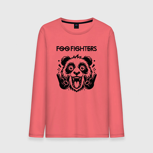Мужской лонгслив Foo Fighters - rock panda / Коралловый – фото 1