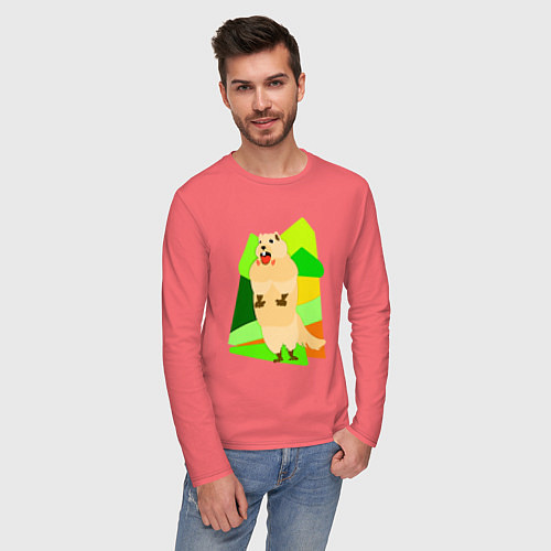 Мужской лонгслив Кричит суслик / Коралловый – фото 3