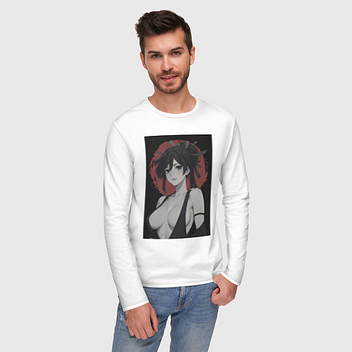 Мужской лонгслив Адский рай - секси Юдзуриха / Белый – фото 3