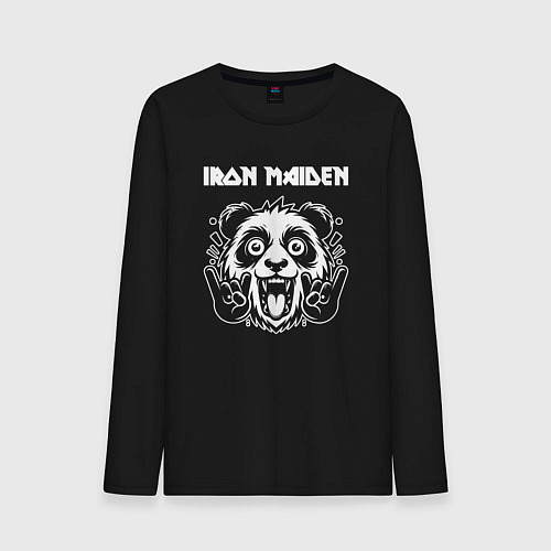 Мужской лонгслив Iron Maiden rock panda / Черный – фото 1