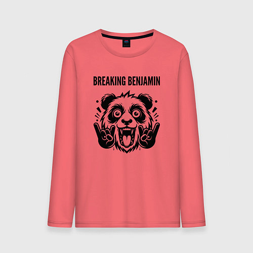 Мужской лонгслив Breaking Benjamin - rock panda / Коралловый – фото 1