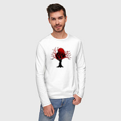 Лонгслив хлопковый мужской Запутавшееся в ветвях сердце, цвет: белый — фото 2
