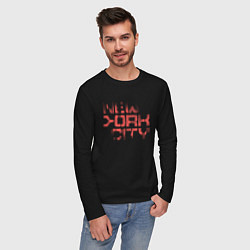 Лонгслив хлопковый мужской New york city streetwear, цвет: черный — фото 2