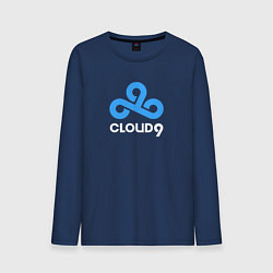 Лонгслив хлопковый мужской Cloud9 - pattern, цвет: тёмно-синий