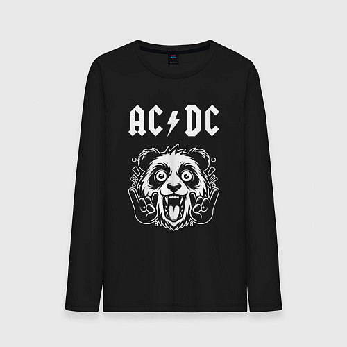 Мужской лонгслив AC DC rock panda / Черный – фото 1