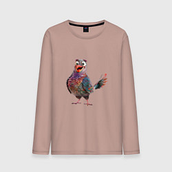 Лонгслив хлопковый мужской Удивленный сизый голубь, цвет: пыльно-розовый