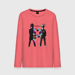 Лонгслив хлопковый мужской Pet Shop Boys - duet from england, цвет: коралловый