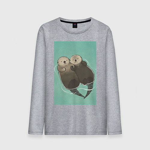 Мужской лонгслив Выдры плавают / Меланж – фото 1