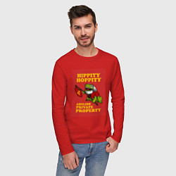 Лонгслив хлопковый мужской Лягушка революционер, цвет: красный — фото 2