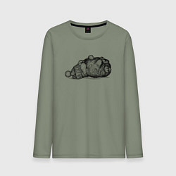 Лонгслив хлопковый мужской Кролик в шапке отдыхает, цвет: авокадо