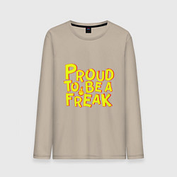 Лонгслив хлопковый мужской Proud to be a freak, цвет: миндальный