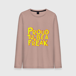 Лонгслив хлопковый мужской Proud to be a freak, цвет: пыльно-розовый